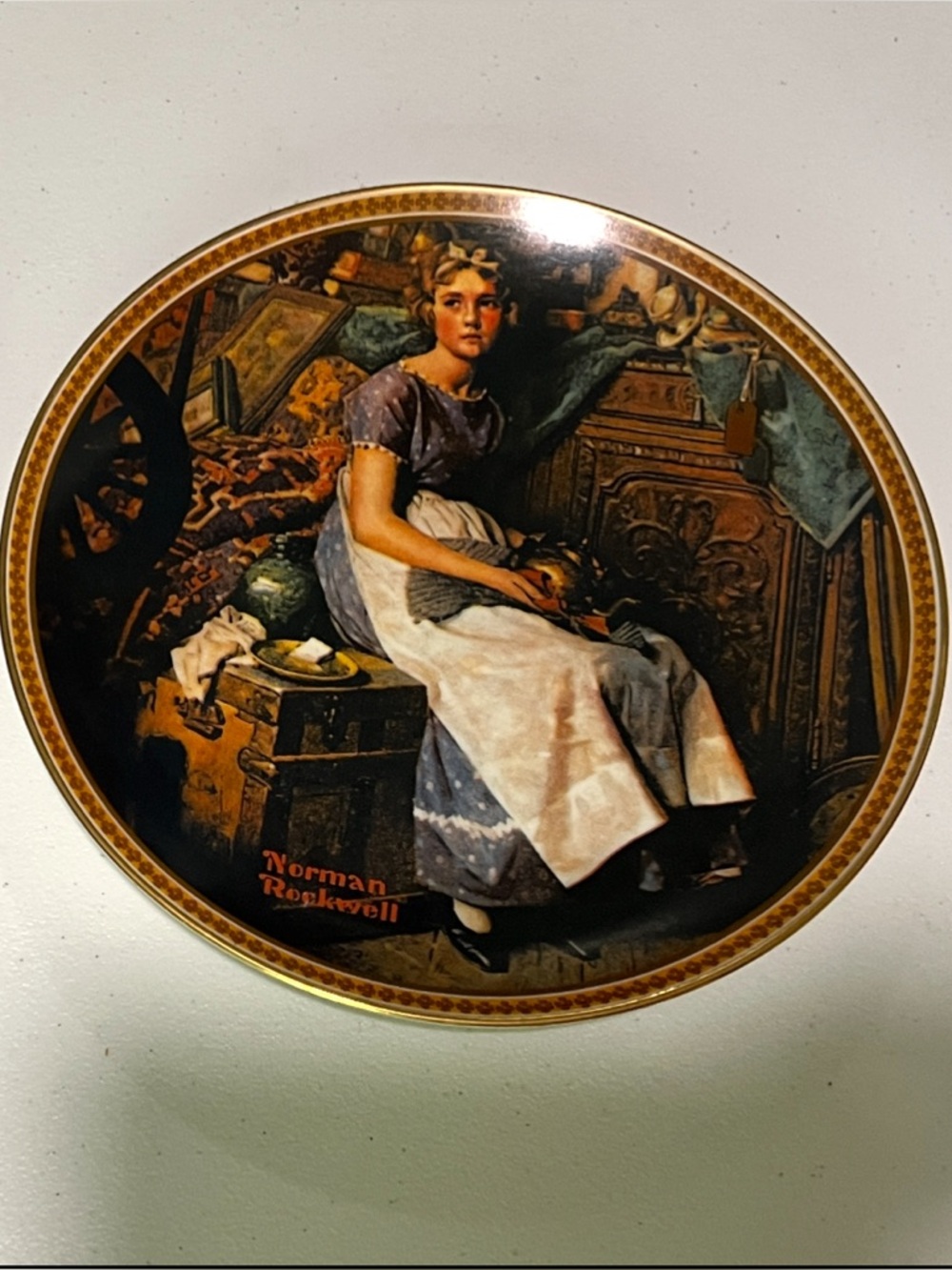 Knowles Cream Plate with Black and Red Markings Dreaming in the Attic.